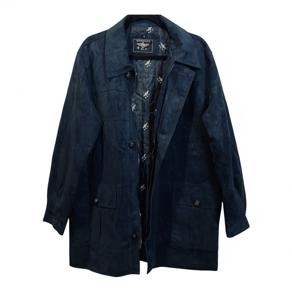 Reportage RGA Italy Soft Faux Suede Men's‎ Navy Coat Jacket NWOT Medium